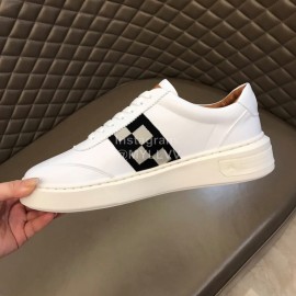Bally Fashion Plaid Calfskin Casual Sneakers For Men White