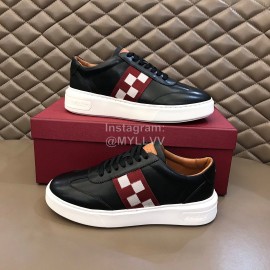 Bally Fashion Plaid Calfskin Casual Sneakers For Men Black