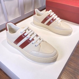 Bally Napa Leather Casual Sneakers For Men White