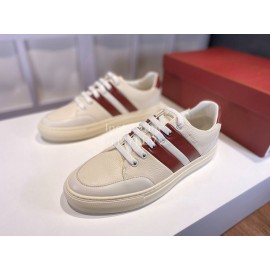 Bally Napa Leather Casual Sneakers For Men White