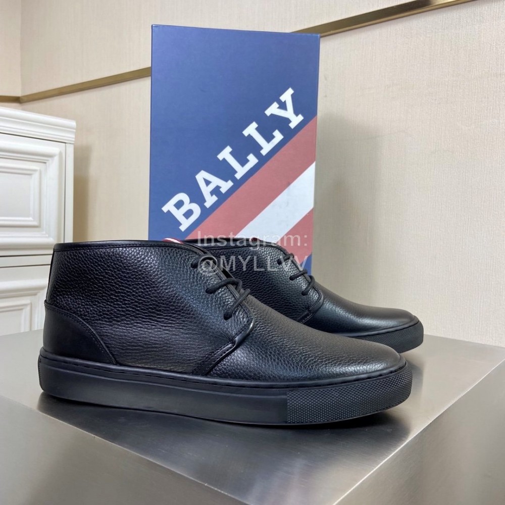 Bally Lychee Grain Cowhide Classic High Top Casual Shoes For Men Black