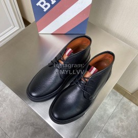 Bally Lychee Grain Cowhide Classic High Top Casual Shoes For Men Black