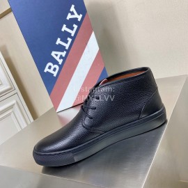 Bally Lychee Grain Cowhide Classic High Top Casual Shoes For Men Black