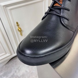 Bally Lychee Grain Cowhide Classic High Top Casual Shoes For Men Black