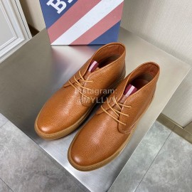 Bally Lychee Grain Cowhide Classic High Top Casual Shoes For Men Brown