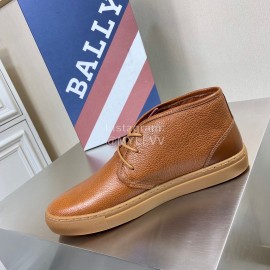 Bally Lychee Grain Cowhide Classic High Top Casual Shoes For Men Brown