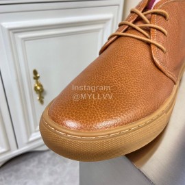 Bally Lychee Grain Cowhide Classic High Top Casual Shoes For Men Brown