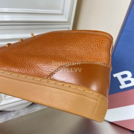 Bally Lychee Grain Cowhide Classic High Top Casual Shoes For Men Brown