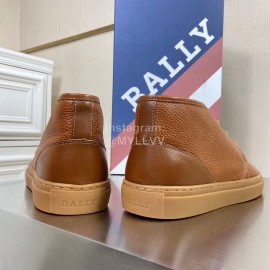 Bally Lychee Grain Cowhide Classic High Top Casual Shoes For Men Brown