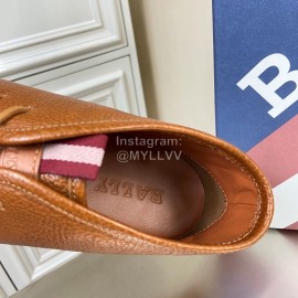 Bally Lychee Grain Cowhide Classic High Top Casual Shoes For Men Brown