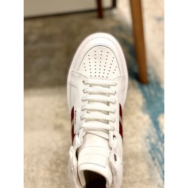 Bally Fashion Calfskin High Top Casual Board Shoes For Men White
