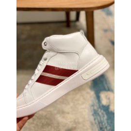 Bally Fashion Calfskin High Top Casual Board Shoes For Men White