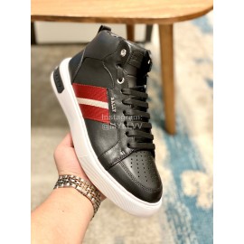 Bally Fashion Calfskin High Top Casual Board Shoes For Men Black