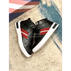 Bally Fashion Calfskin High Top Casual Board Shoes For Men Black