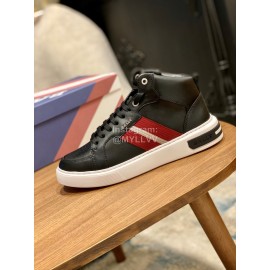 Bally Fashion Calfskin High Top Casual Board Shoes For Men Black