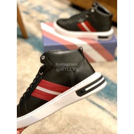 Bally Fashion Calfskin High Top Casual Board Shoes For Men Black