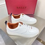 Bally Lychee Grain Cowhide Casual Shoes For Men White