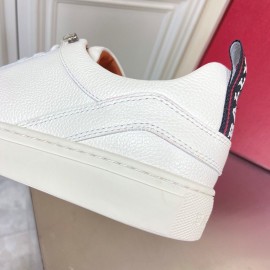 Bally Lychee Grain Cowhide Casual Shoes For Men White