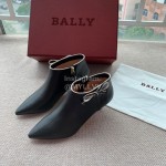 Bally Fashion Calfskin High Heel Pointed Boots For Women Black