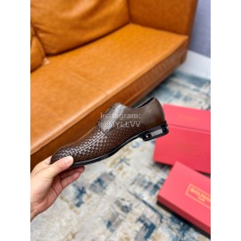 Balmain Woven Calf Leather Lace Up Shoes For Men Brown