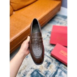 Balmain Woven Calf Leather Shoes For Men Brown