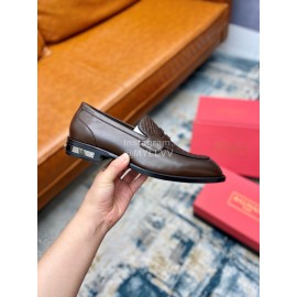 Balmain Woven Calf Leather Shoes For Men Brown