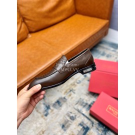 Balmain Woven Calf Leather Shoes For Men Brown