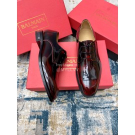Balmain Red Calf Leather Lace Up Shoes For Men