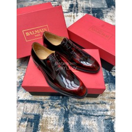 Balmain Red Calf Leather Lace Up Shoes For Men
