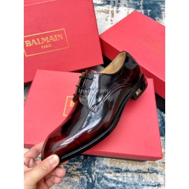 Balmain Red Calf Leather Lace Up Shoes For Men