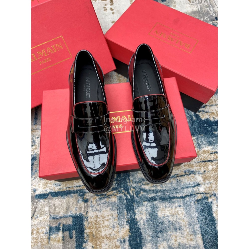 Balmain New Black Calf Leather Shoes For Men