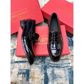 Balmain New Black Calf Leather Shoes For Men