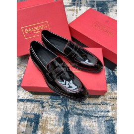 Balmain New Black Calf Leather Shoes For Men