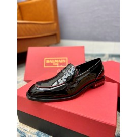 Balmain New Black Calf Leather Shoes For Men