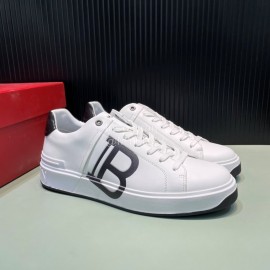 Balmain New Calf Leather Lace Up Leisure Shoes For Men White