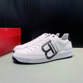 Balmain New Calf Leather Lace Up Leisure Shoes For Men White