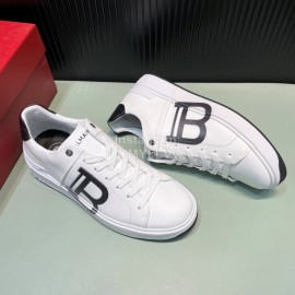 Balmain New Calf Leather Lace Up Leisure Shoes For Men White