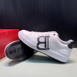 Balmain New Calf Leather Lace Up Leisure Shoes For Men White