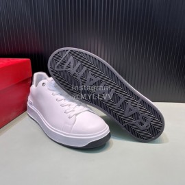 Balmain New Calf Leather Lace Up White Leisure Shoes For Men