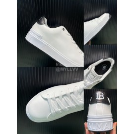 Balmain New Calf Leather Lace Up White Leisure Shoes For Men