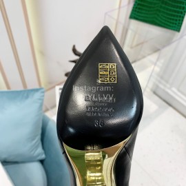 Balmain Autumn Winter New Cowhide Pointed B Heel Boots For Women Black