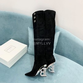 Balmain Autumn Winter New Velvet Cowhide Pointed B Heel Boots For Women