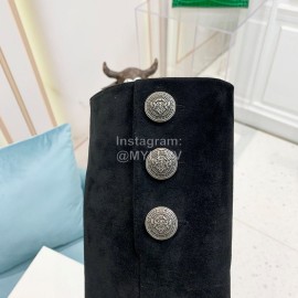 Balmain Autumn Winter New Velvet Cowhide Pointed B Heel Boots For Women