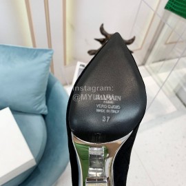 Balmain Autumn Winter New Velvet Cowhide Pointed B Heel Boots For Women