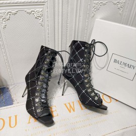 Balmain Fashion Leather High Heel Lace Up Boots For Women 