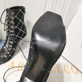 Balmain Fashion Leather High Heel Lace Up Boots For Women 