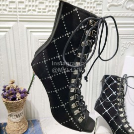 Balmain Fashion Leather High Heel Lace Up Boots For Women 