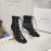 Balmain Fashion Leather High Heel Lace Up Boots For Women Black 