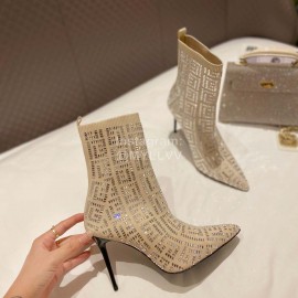Balmain Autumn And Winter New Pointed Full Diamond Knitted Boots For Women 