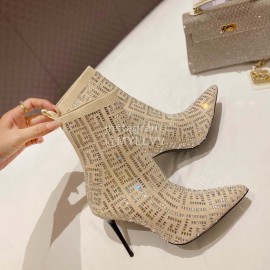 Balmain Autumn And Winter New Pointed Full Diamond Knitted Boots For Women 